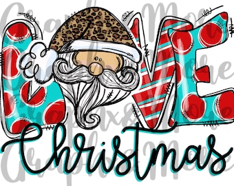 Love Christmas PNG | 2 Variations | Hand Drawn | Sublimation Design