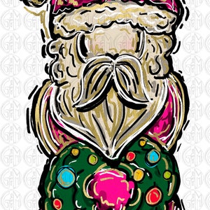 Santa in Pink PNG | Hand Drawn | Sublimation Design