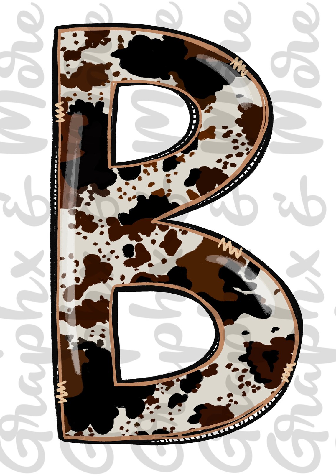 Cowhide Alpha Pack PNG All Letters Included All Capital Etsy