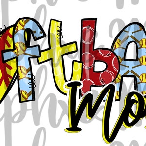 Softball Mom PNG | Hand Drawn | Sublimation Design