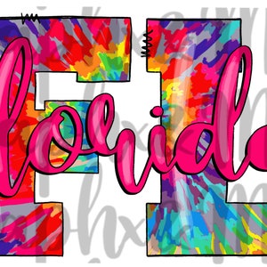 Tie Dye FL PNG | Florida | Sublimatieontwerp | Hand getekend