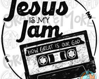 Single Color Jesus is my Jam PNG | Hand Drawn | Sublimation Design | Retro