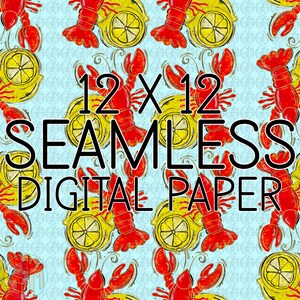 SÖMLÖS digitalt papper med kräftor, PNG | Sublimeringsdesign | Handritad
