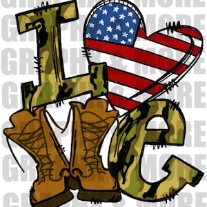 Love Military PNG | Hand Drawn | Sublimation Design