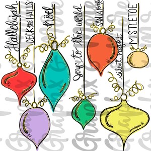 Christmas Ornaments PNG | Hand Drawn | Sublimation Design