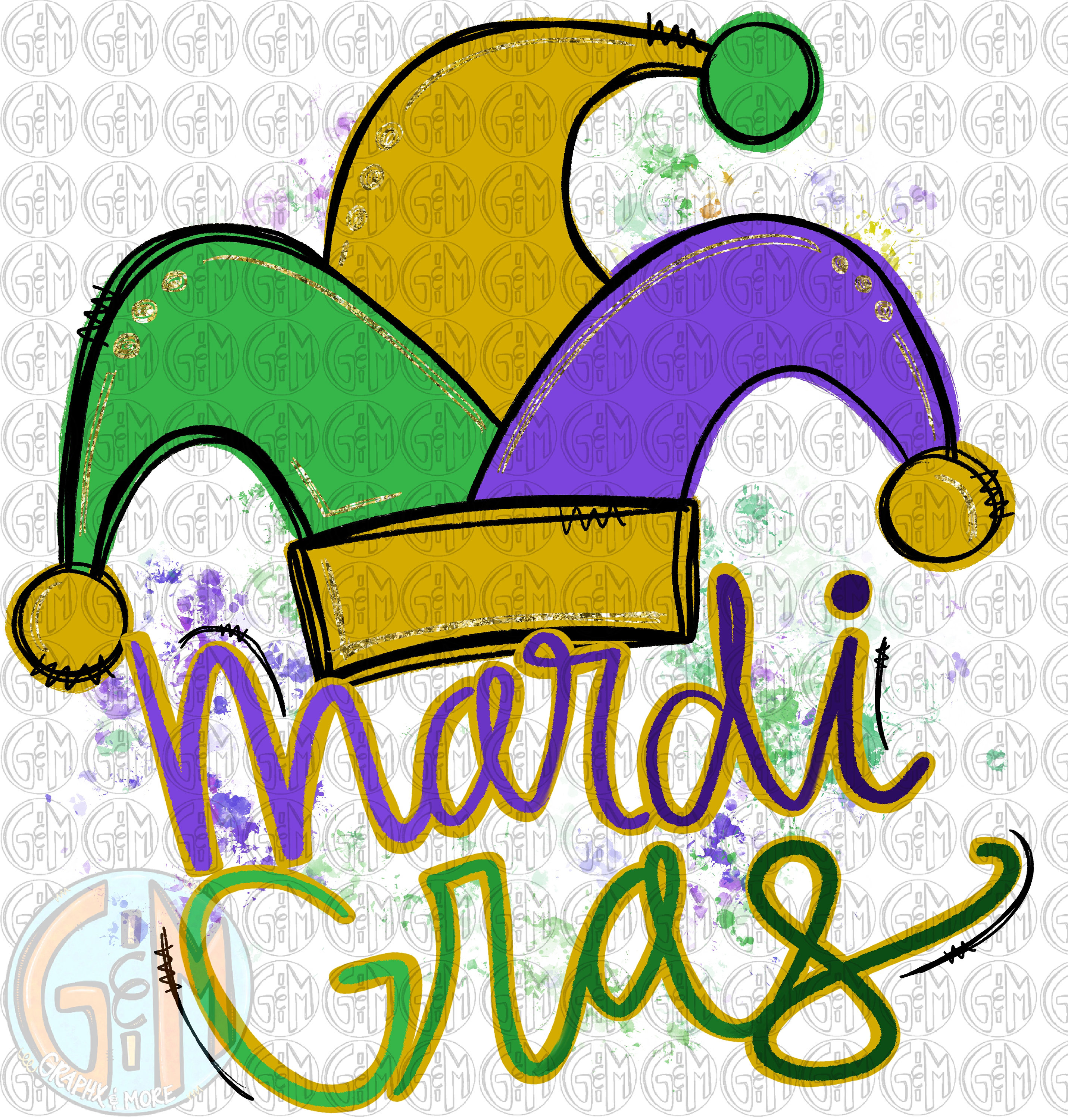 Mardi Gras Jester Hat PNG | Hand Drawn | Sublimation Design - Etsy