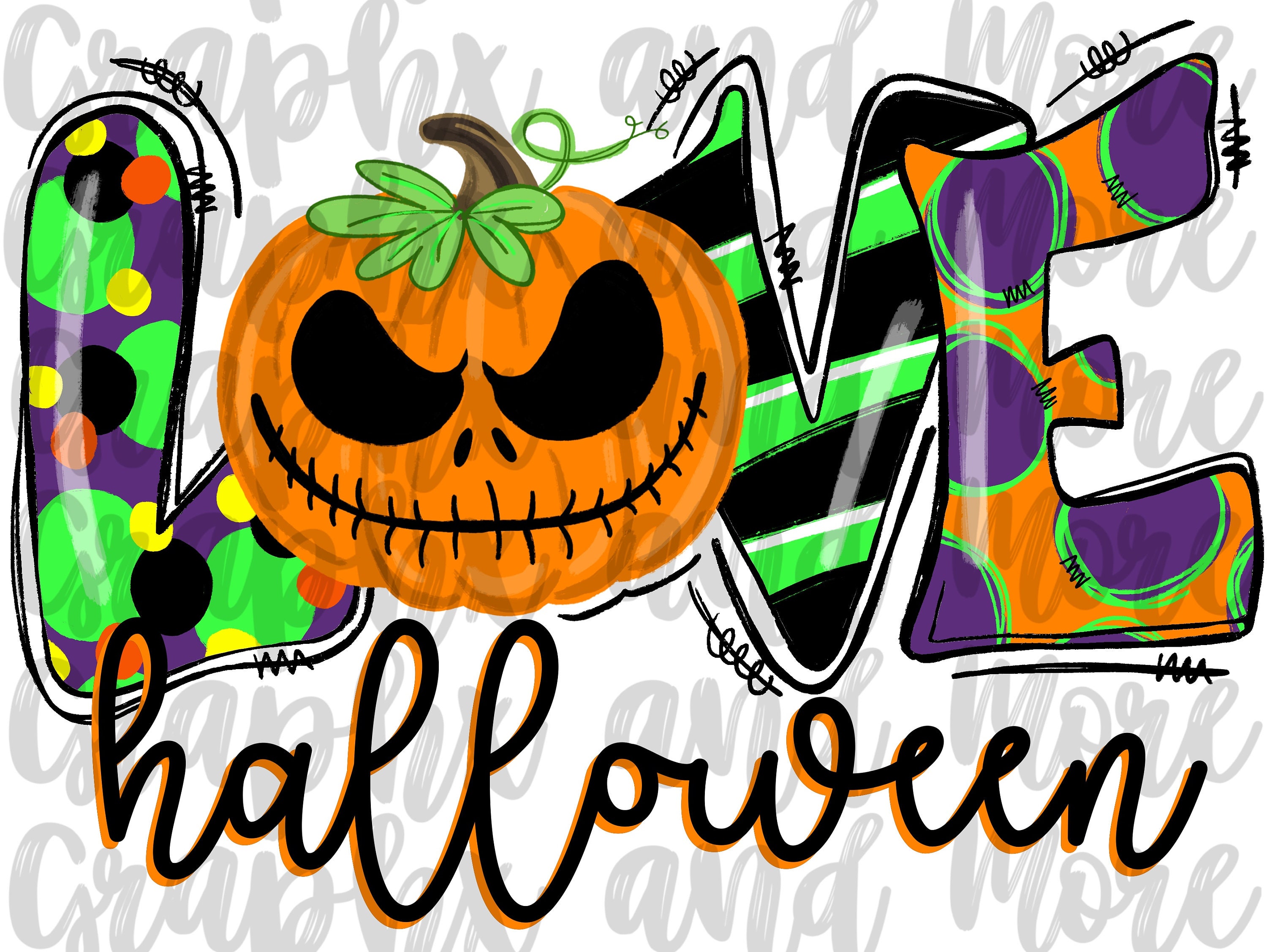 Love Halloween PNG | Hand Drawn | Sublimation Design - Etsy