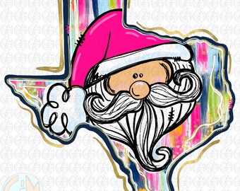 Brushed TX Santa PNG | Sublimation Design | Hand Drawn