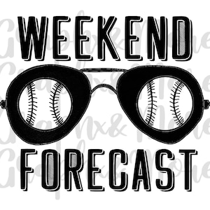 Pronóstico de fin de semana de béisbol PNG / Dibujado a mano / Diseño de sublimación