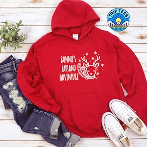 Personalise me! Childrens and Adults  Lapland adventure doodle reindeer design hoodie / various colour options available