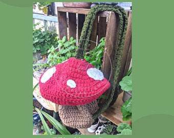 Crochet Mushroom Backpack Pattern, Crochet Mushroom Bag Pattern, Crochet Mushroom Purse Pattern