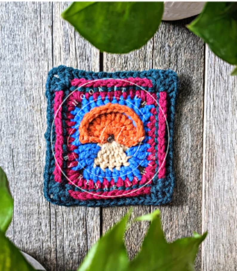 Mushroom Granny Square Crochet Pattern Granny Square Crochet Etsy