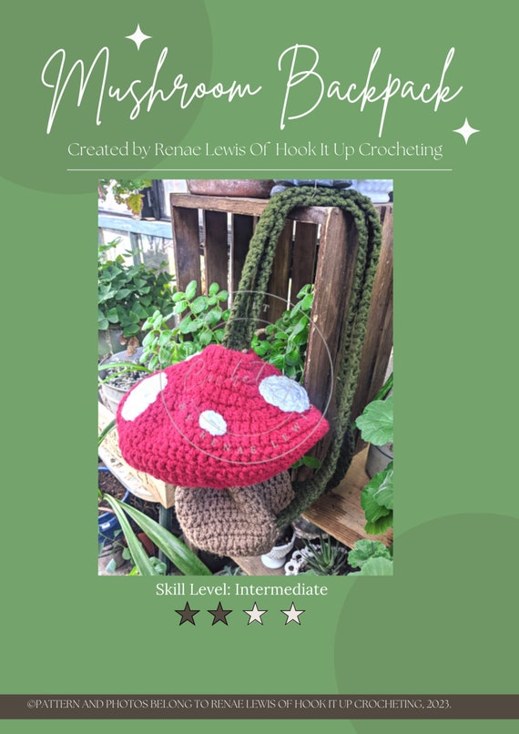 Crochet Mushroom Backpack Pattern, Crochet Mushroom Bag  display picture 1