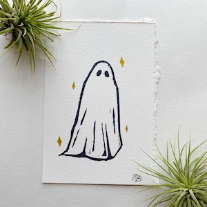 Phoebe Bridgers Stranger dans les Alpes Ghost Linocut Print, Minimaliste La fin est ici Art fantôme, Halloween Home Decor Art fantôme
