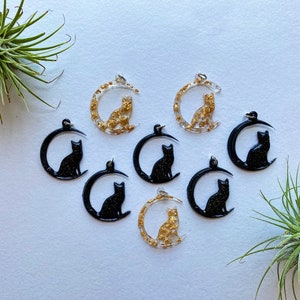 Muticolored Cat On a Moon Necklace, Personalized Witchy Cat Lover Gifts, Cat Jewelry Personalized Cat Gift, Crazy Cat Lady Gifts For Her