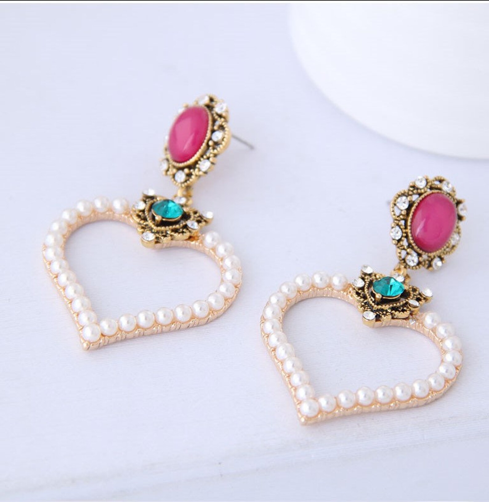 Pearl Heart Earrings / Fashion Earrings / Dangle Earrings / | Etsy