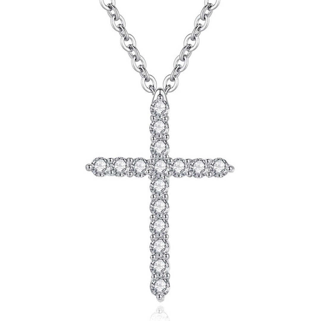 Cross Necklace / Cross Diamond Necklace / Silver Cross - Etsy UK