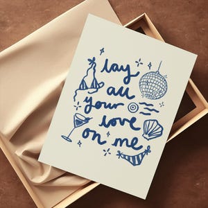Lay All Your Love On Me Abba Lyrics Wall Print | Greek Greece Poster | Euro Summer Wall Art | Mamma Mia Art | Summer Lover | Music Poster image 8