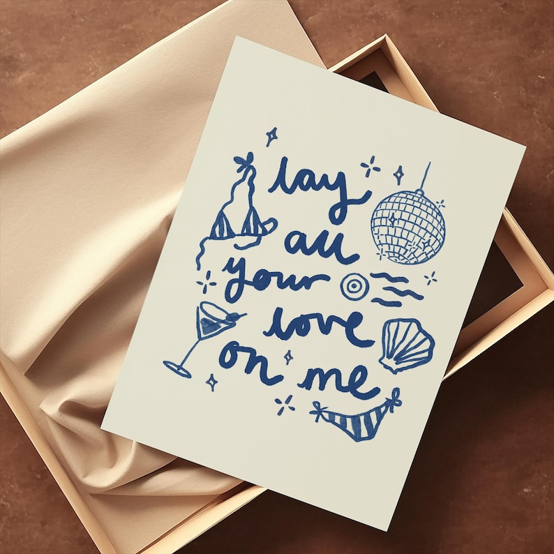 Lay All Your Love On Me Abba Lyrics Wall Print | Greek Greece Poster | Euro Summer Wall Art | Mamma Mia Art | Summer Lover | Music Poster image 8