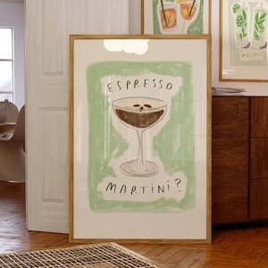 Digital Download Espresso Martini Wall Print | Cocktail Wall Poster | Kitchen Art | Drink Lover Bartender Poster | Trendy Poster