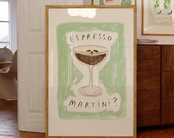 Digital Download Espresso Martini Wall Print | Cocktail Wall Poster | Kitchen Art | Drink Lover Bartender Poster | Trendy Poster