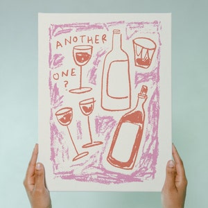 Digital Download Another Wine Wall Print | Illustrated Art Poster | Food and Drink Print | Trendy Retro Wall Art | Wine Lover Gift Idea