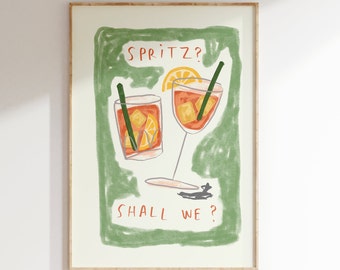 Digitaler Download Aperol Spritz Wandposter | Cocktail-Wand-Druck | Trinkliebhaber Poster | Spritz Saison | Trendy Drinks Poster | Küchen Kunst