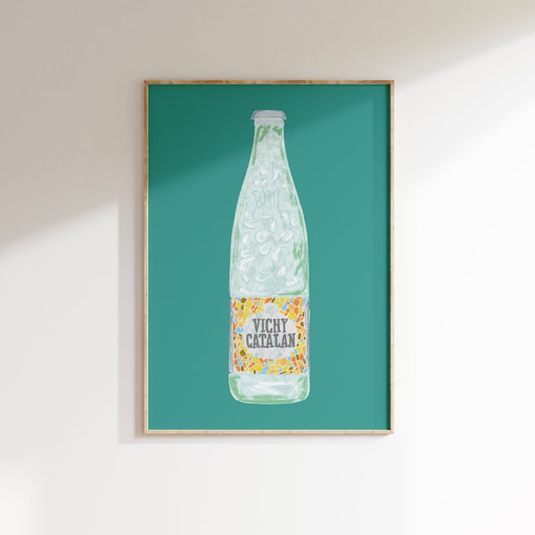 Téléchargement numérique Vichy Catalan Sparkling Water Wall Print | Affiche d’art de cuisine | Idées cadeaux de cuisine de chef | Décor à la maison des amateurs de boissons | Cuisine