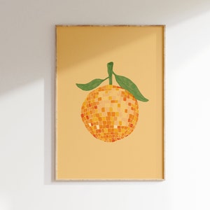 Disco Ball Orange Wall Art | Disco Poster | Trendy House Poster | Aesthetic Art | Food Wall Art | Disco Home Art | Autumn Homeware | Gifts