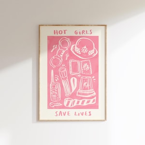 Descarga digital Impresión de pared Hot Girls Save Lives / Ilustración policial del Reino Unido / Póster de policía / Arte de pared sobre crímenes / Idea de regalo de mujer policía / Regalos