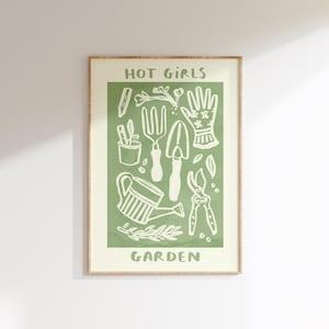 Hot Girls Garden Wall Print | Gardening Wall Art | Gardener Gift Idea | Flowers Herbs Vegetables Fruits Home Grown Farming