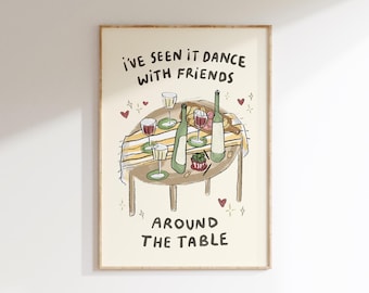 I've Seen It All Lyrics Wall Print | Olivia Dean The Art of Loving | Music Art | Love Dance With Friends Around The Table | Gifts For Girls
