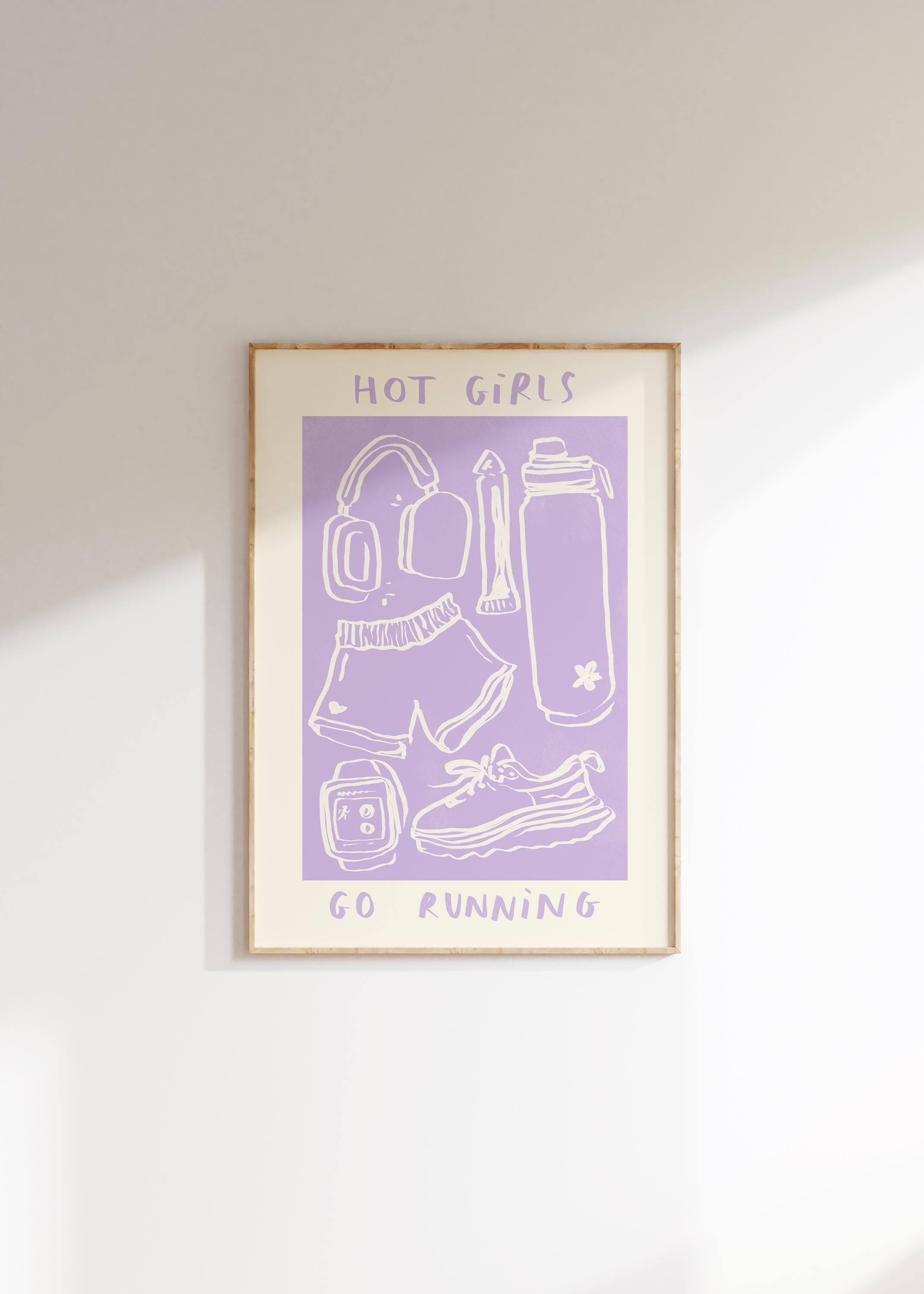Hot Girls Run Wall Print | Running Aesthetic | Run Club Wall Art