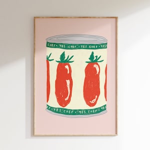 Digital Download Yes Chef Tinned Tomato Print | Tomato Illustration | The Bear Let It Rip | TV themed Wall Poster | Printable Home Art Decor