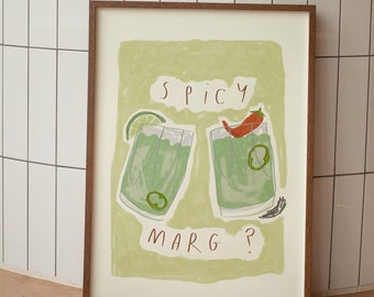 Digital Download Spicy Margarita Prints | Cocktail Lovers Artwork | Drink Gift Idea | Cocktail Wall Poster | Trendy Wall Art | Gift Idea