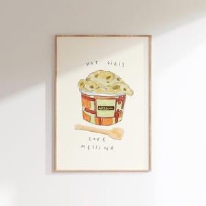 Hot Girls Love Messina Wall Print | Food and Drink Artwork | Aesthetic Trendy Wall Art | Gelato Lover Gift Ideas | Ice Cream Fan