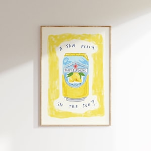 A San Pellegrino In The Sun? Wall Print | Summers Day Poster | Lemon Lover | Aesthetic Wall Art | Holiday Wall Art | Fizzy Drink Lover