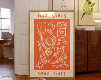 Digital Download Paramedics Hot Girls Save Lives Wall Print | Healthcare Illustration | NHS Wall Art | Health Gift Idea | Gifts For Girl