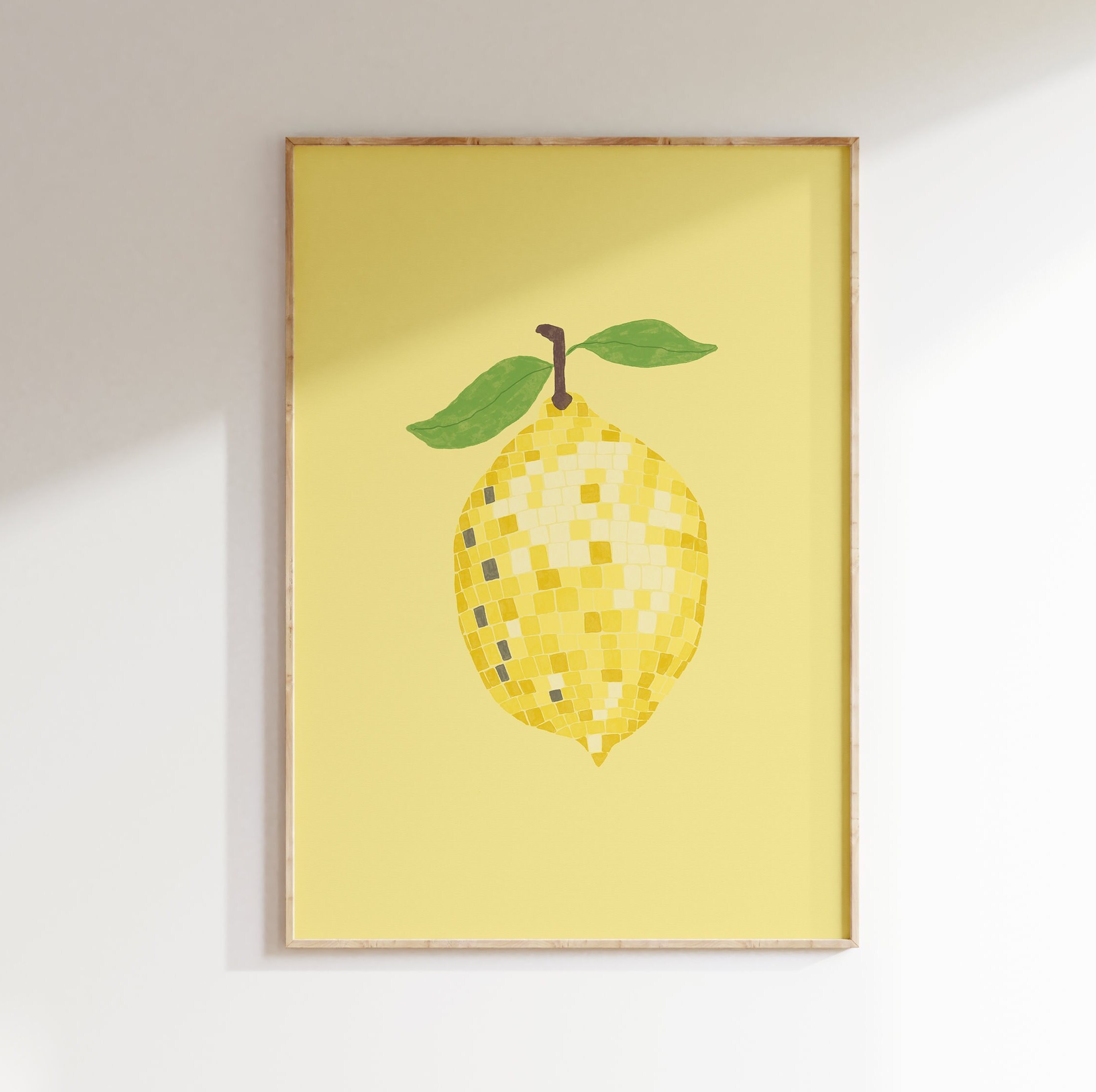 Digital Download Disco Lemon Wall Print | Disco Ball Poster | Food