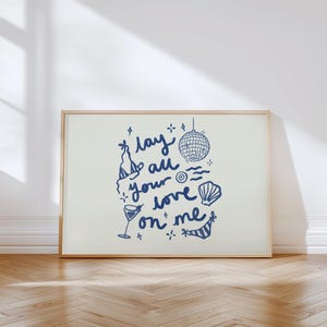 Lay All Your Love On Me Abba Lyrics Wall Print | Greek Greece Poster | Euro Summer Wall Art | Mamma Mia Art | Summer Lover | Music Poster Landscape