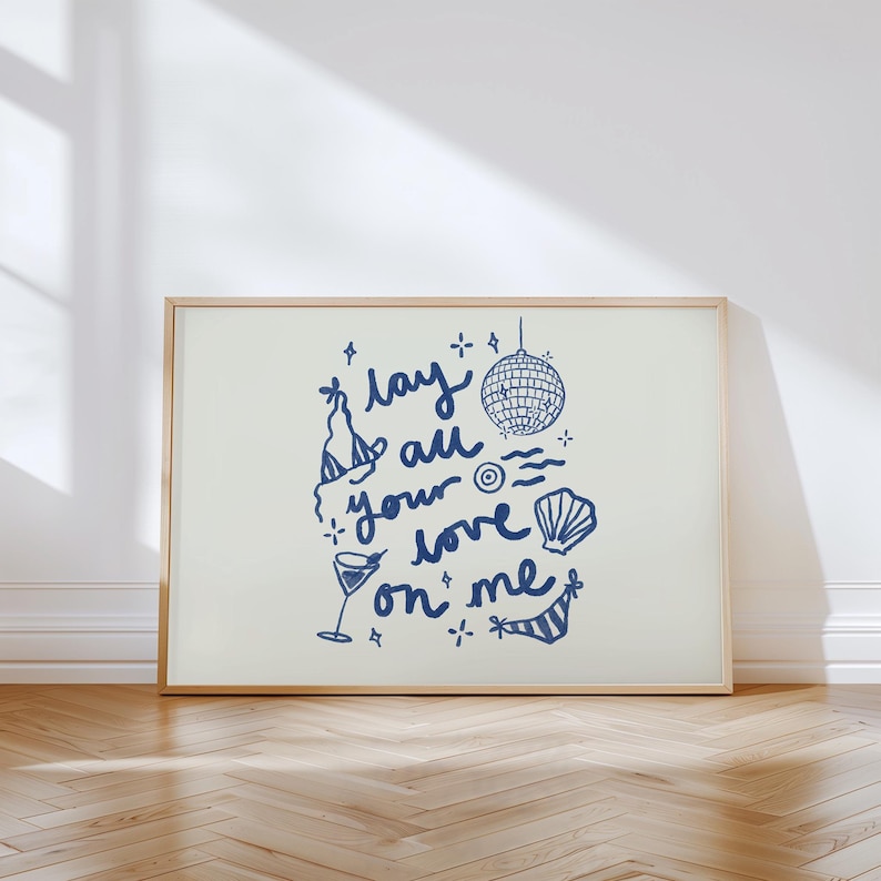 Lay All Your Love On Me Abba Lyrics Wall Print | Greek Greece Poster | Euro Summer Wall Art | Mamma Mia Art | Summer Lover | Music Poster Landscape