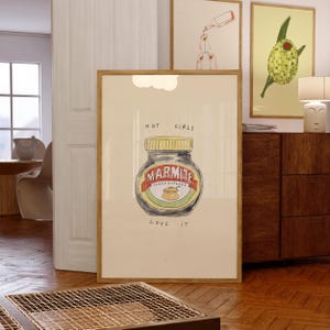 Digital Download Hot Girls Love It Marmite Wall Print | Marmite Vegemite Illustration | Food Poster | Gifts For Girls | Foodie Gift Idea