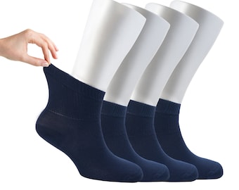Bamboo Ankle Socks for Diabetics, Loose Fit, 4 Pairs
