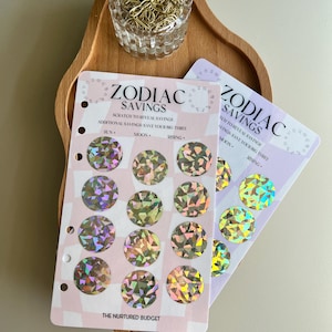 Sfida di risparmio "Gratta e Vinci" di Zodiac Mystery: forato per raccoglitore di budget personale