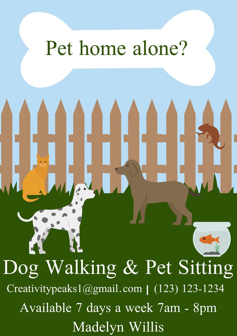 Pet sitting custom poster downloadable pet sitting flyer Etsy