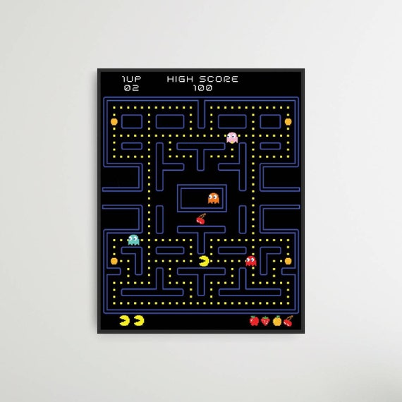 Retro Word Art Home Decor Wall Art Pacman Cross Stitch Pattern Instant Download PDF