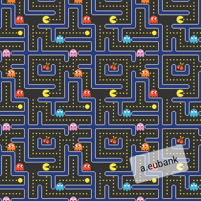 Pacman pac man maze pattern printable download Etsy