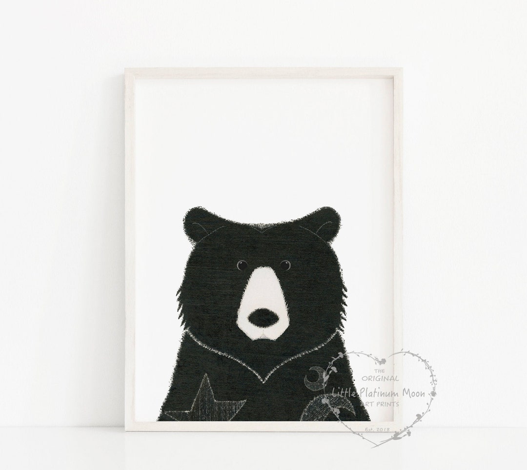Bear Printable Art, JPG Instant Downloadable Nursery Wall Art, Black