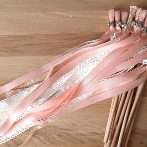 Wedding Wands mit Häkelband für die Hochzeit in Vintage Boho Look mit 3 Bänder ab 10 Stk., Hochzeitsstäbe, Glücksstäbe, Zauberstäbe Bild 6