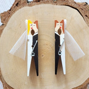 Wäscheklammer Brautpaar für Hochzeitsdeko, Namenskartehalter, Geschenk
